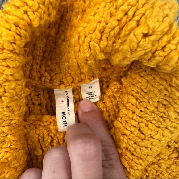 Anthropologie Moth Juliette Turtleneck Chunky Knit Sweater in Mango size X-Small - Picture 8 of 9
